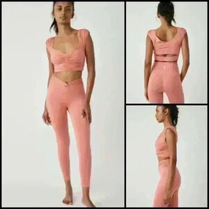 Free People Movement Breathe Deeper High Rise Leggings In Blush Size S